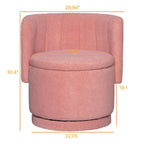 Fauteuil pivotant à 360° en tissu bouclé gris/beige/rose avec rangement dissimulé – 1 personne