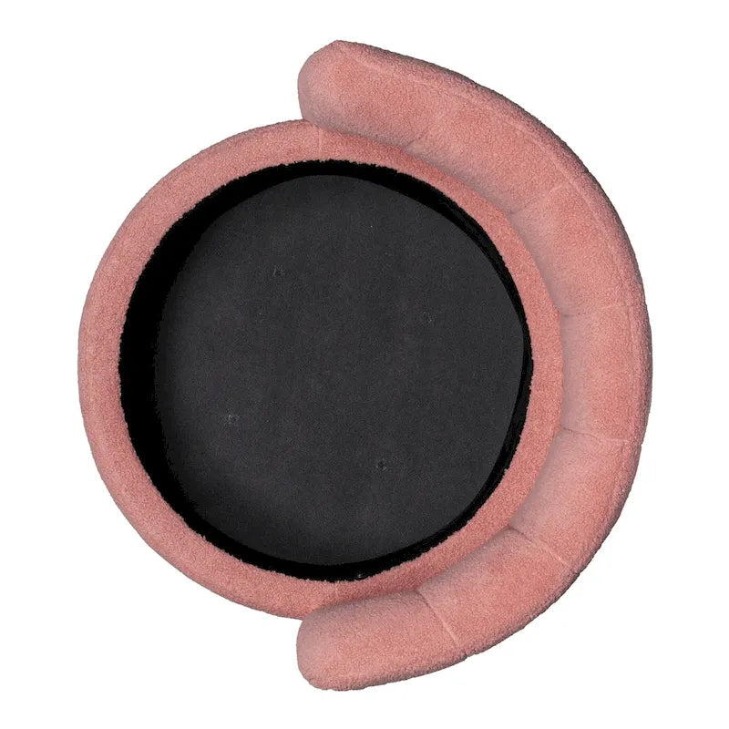 Fauteuil pivotant à 360° en tissu bouclé gris/beige/rose avec rangement dissimulé – 1 personne