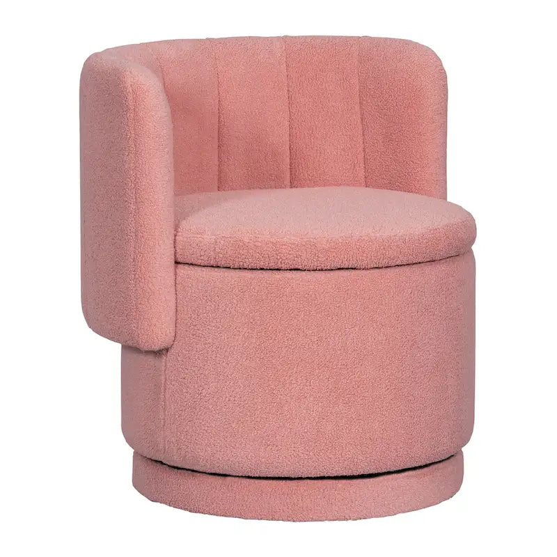 Fauteuil pivotant à 360° en tissu bouclé gris/beige/rose avec rangement dissimulé – 1 personne