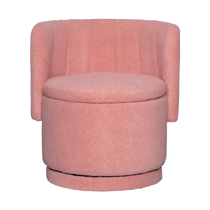 Fauteuil pivotant à 360° en tissu bouclé gris/beige/rose avec rangement dissimulé – 1 personne