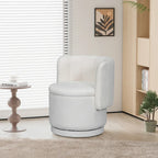 Fauteuil pivotant à 360° en tissu bouclé gris/beige/rose avec rangement dissimulé – 1 personne