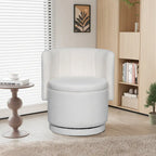 Fauteuil pivotant à 360° en tissu bouclé gris/beige/rose avec rangement dissimulé – 1 personne