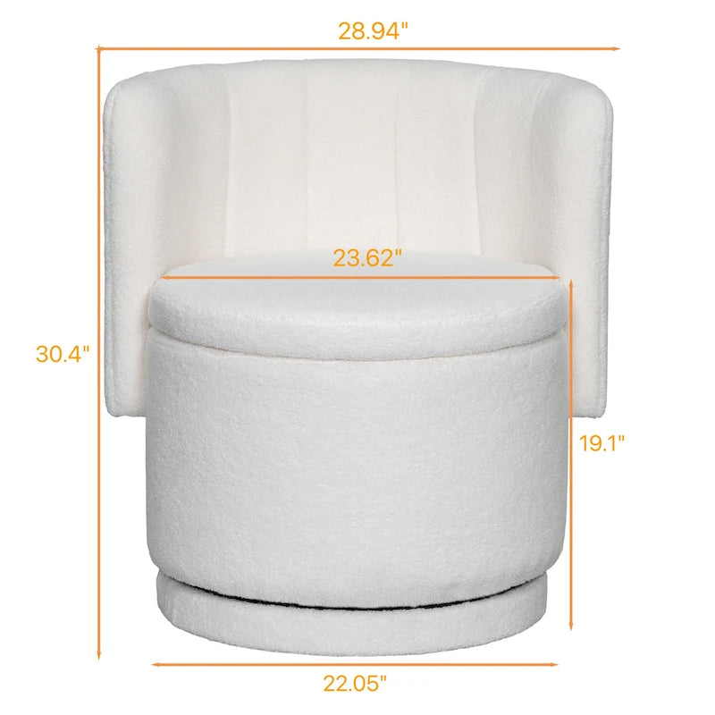Fauteuil pivotant à 360° en tissu bouclé gris/beige/rose avec rangement dissimulé – 1 personne
