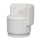 Fauteuil pivotant à 360° en tissu bouclé gris/beige/rose avec rangement dissimulé – 1 personne