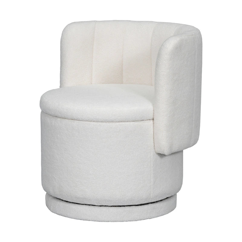 Fauteuil pivotant à 360° en tissu bouclé gris/beige/rose avec rangement dissimulé – 1 personne