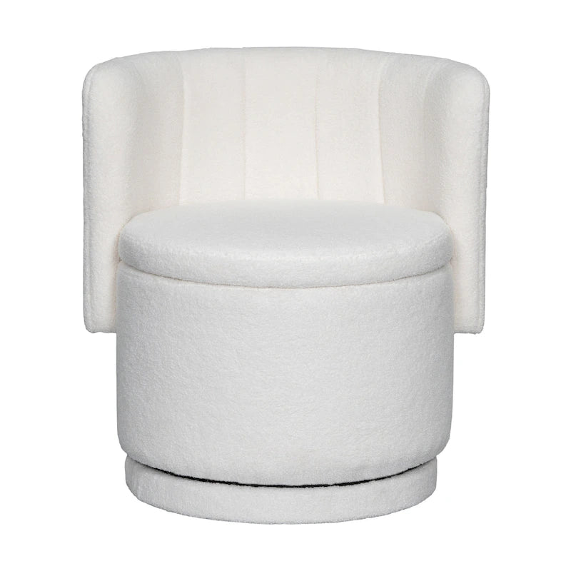 Fauteuil pivotant à 360° en tissu bouclé gris/beige/rose avec rangement dissimulé – 1 personne