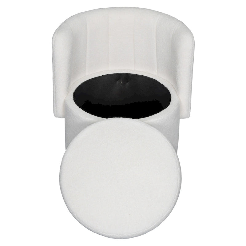 Fauteuil pivotant à 360° en tissu bouclé gris/beige/rose avec rangement dissimulé – 1 personne