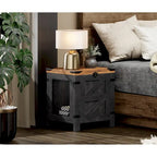 Table d'appoint relevable rétro industrielle grise, blanche et noire avec treillis en fer et coins métalliques