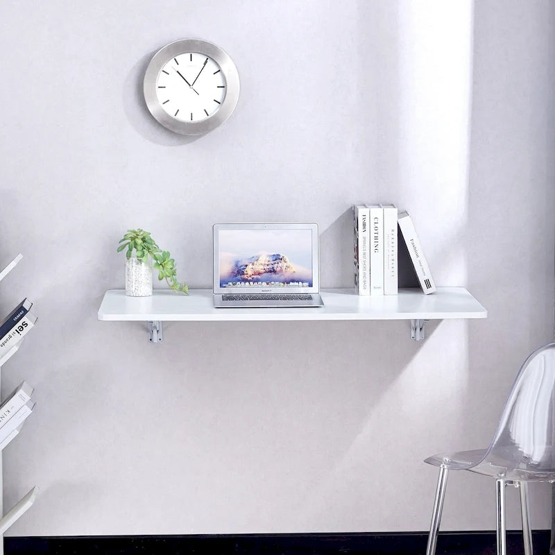 Table pliante murale blanche avec équerres en acier de calibre 14 – Multi-usage