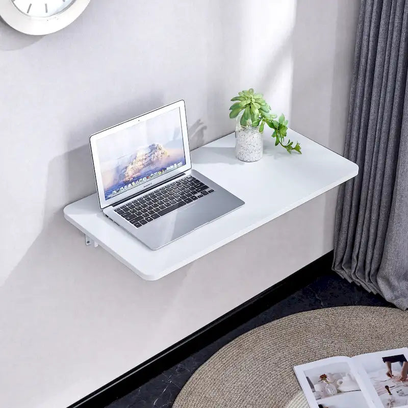 Table pliante murale blanche avec équerres en acier de calibre 14 – Multi-usage