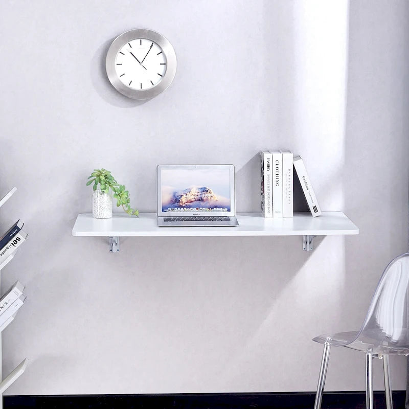 Table pliante murale blanche avec équerres en acier de calibre 14 – Multi-usage