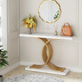 Table console en faux marbre 40 po avec cadre en métal – Blanc / Brun rustique / Noir / Gris – 1 pièce