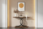 Table console en faux marbre 40 po avec cadre en métal – Blanc / Brun rustique / Noir / Gris – 1 pièce