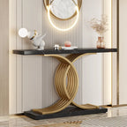 Table console en faux marbre 40 po avec cadre en métal – Blanc / Brun rustique / Noir / Gris – 1 pièce
