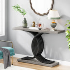 Table console en faux marbre 40 po avec cadre en métal – Blanc / Brun rustique / Noir / Gris – 1 pièce