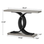 Table console en faux marbre 40 po avec cadre en métal – Blanc / Brun rustique / Noir / Gris – 1 pièce