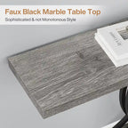 Table console en faux marbre 40 po avec cadre en métal – Blanc / Brun rustique / Noir / Gris – 1 pièce