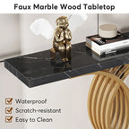 Table console en faux marbre 40 po avec cadre en métal – Blanc / Brun rustique / Noir / Gris – 1 pièce