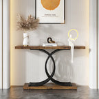 Table console en faux marbre 40 po avec cadre en métal – Blanc / Brun rustique / Noir / Gris – 1 pièce