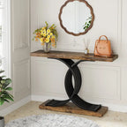 Table console en faux marbre 40 po avec cadre en métal – Blanc / Brun rustique / Noir / Gris – 1 pièce