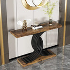 Table console en faux marbre 40 po avec cadre en métal – Blanc / Brun rustique / Noir / Gris – 1 pièce