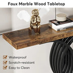 Table console en faux marbre 40 po avec cadre en métal – Blanc / Brun rustique / Noir / Gris – 1 pièce