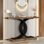 Table console en faux marbre 40 po avec cadre en métal – Blanc / Brun rustique / Noir / Gris – 1 pièce