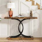 Table console en faux marbre 40 po avec cadre en métal – Blanc / Brun rustique / Noir / Gris – 1 pièce