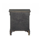 Table de chevet à 2 tiroirs en platine/bois gris avec poignées et pieds en métal