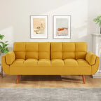 Canapé-lit futon en lin multicolore avec dossier capitonné divisé et dossier réglable – 2 places