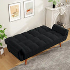 Canapé-lit futon en lin multicolore avec dossier capitonné divisé et dossier réglable – 2 places