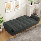 Canapé-lit futon en lin multicolore avec dossier capitonné divisé et dossier réglable – 2 places