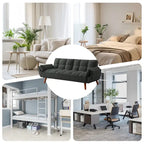 Canapé-lit futon en lin multicolore avec dossier capitonné divisé et dossier réglable – 2 places