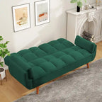 Canapé-lit futon en lin multicolore avec dossier capitonné divisé et dossier réglable – 2 places