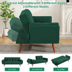 Canapé-lit futon en lin multicolore avec dossier capitonné divisé et dossier réglable – 2 places