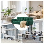 Canapé-lit futon en lin multicolore avec dossier capitonné divisé et dossier réglable – 2 places