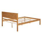 Lit plateforme en bois de pin chêne/expresso avec tête de lit et lattes – Grand lit double/grand lit, 2 personnes