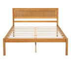 Lit plateforme en bois de pin chêne/expresso avec tête de lit et lattes – Grand lit double/grand lit, 2 personnes