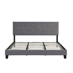 Lit Queen rembourré gris avec tête de lit capitonnée – 2 personnes