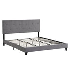 Lit Queen rembourré gris avec tête de lit capitonnée – 2 personnes