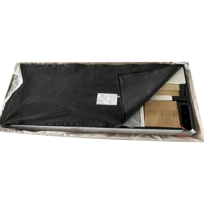 Lit Queen rembourré gris avec tête de lit capitonnée – 2 personnes