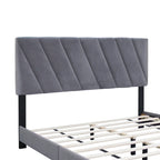 Lit plateforme queen capitonné gris avec tête de lit réglable – 2 personnes