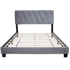 Lit plateforme queen capitonné gris avec tête de lit réglable – 2 personnes