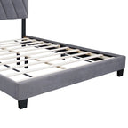 Lit plateforme queen capitonné gris avec tête de lit réglable – 2 personnes