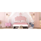 Lit plateforme rembourré en PU rose/blanc avec tête de lit capitonnée et 2 tiroirs de rangement – Lit simple / Lit double – 1 personne