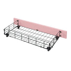 Lit plateforme rembourré en PU rose/blanc avec tête de lit capitonnée et 2 tiroirs de rangement – Lit simple / Lit double – 1 personne