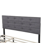 Lit plateforme Queen en lin gris avec capitonnage, 2 tiroirs de rangement et lit gigogne – 2 personnes