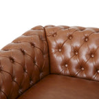 Fauteuil club Chesterfield en similicuir marron clair avec capitonnage et clous décoratifs – 1 personne