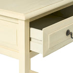 Table d'appoint en bois d'acacia Espresso/blanc antique/acajou avec 1 tiroir et étagère inférieure ouverte