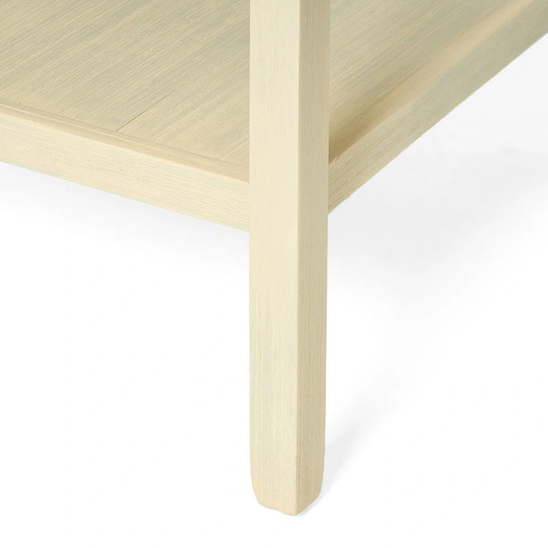 Table d'appoint en bois d'acacia Espresso/blanc antique/acajou avec 1 tiroir et étagère inférieure ouverte